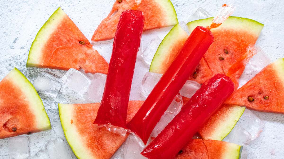 Geladinho de frutas com sabor de melancia