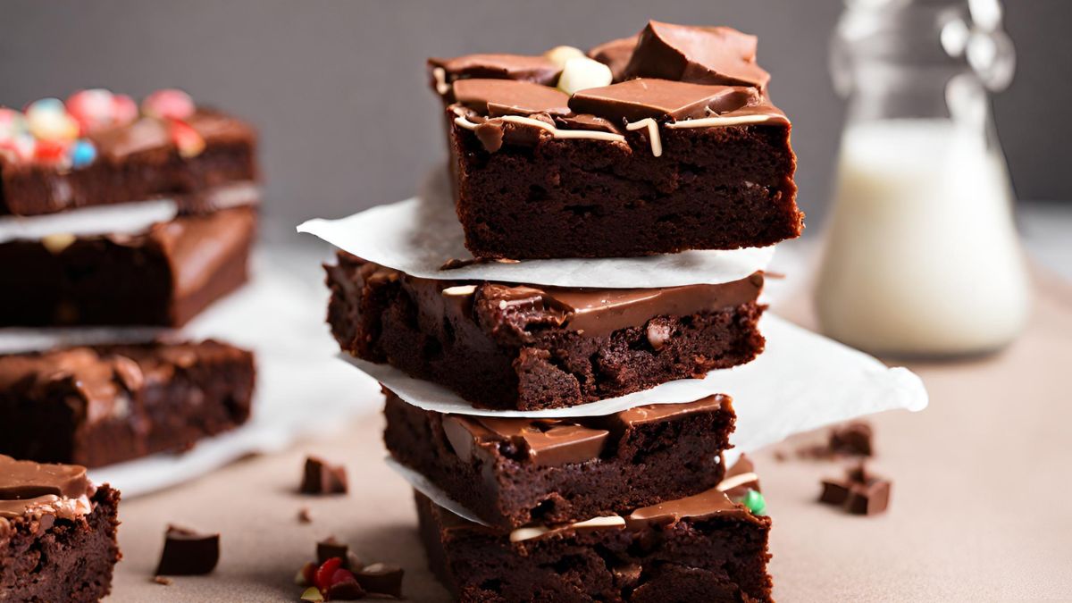 Brownie KitKat empilhados em um prato,
