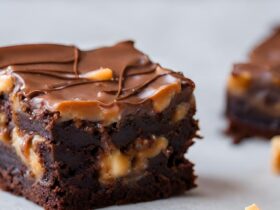 Brownie de Twix com recheio de chocolate